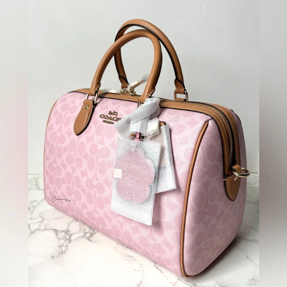 New Coach Large Rowan Powder Pink in Signature Canvas 2026 Release - Picture 4 of 15